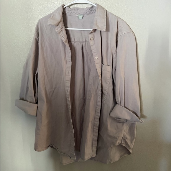 aerie Tops - Aerie Light Pink Garment Dyed Button Up Women’s XL